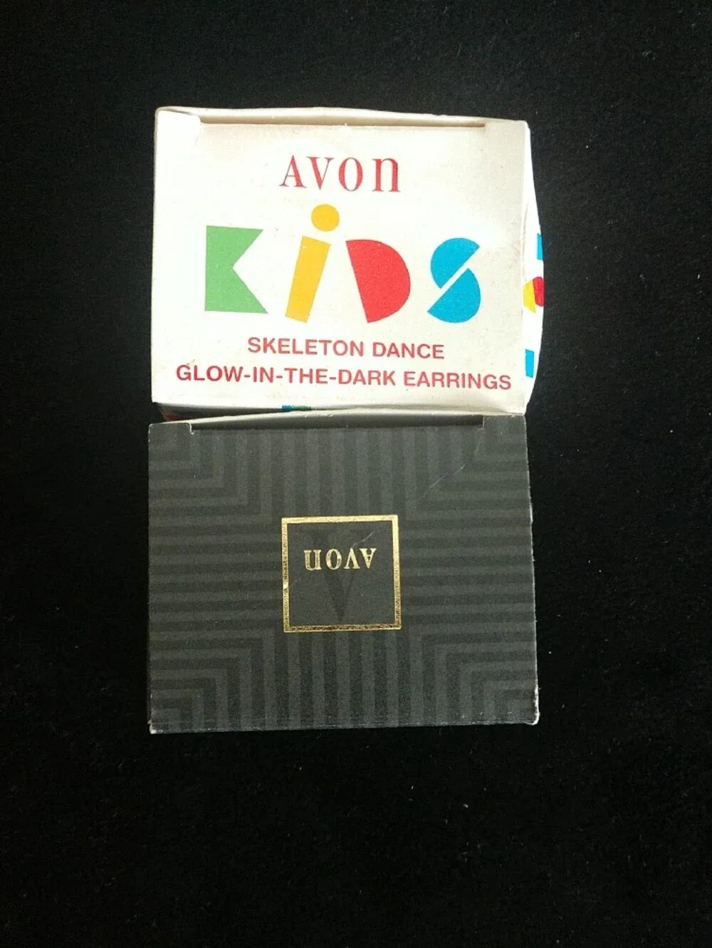Avon Yellow Dancing Skeleton Hoop and Dangling Witch Earrings